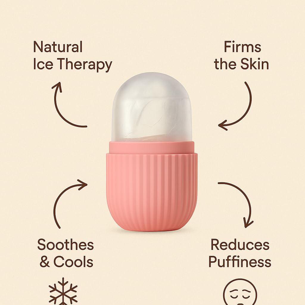 BEOTKKOT Silicone Face Ice Roller Reusable & Unbreakable Face Massager for Glowing Skin, Puffy Eyes Reduces Face Inflamation & Relaxation – Ice Cube Roller for Skin Care For Men & Women (Multicolor)