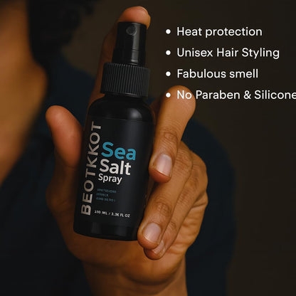 BEOTKKOT Sea Salt Spray for Hair Styling – Texture & Beachy Waves | Instant Volume, Lightweight Matte Finish, No Residue | With Bhringraj & Vitamin E | No Alcohol | Made for Indian Hair & Harsh Weather| For Men & Women 100 ml