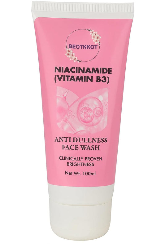 BEOTKKOT Niacinamide Face Wash | Vitamin B3 Anti-Dullness Cleanser | Brightens, Hydrates & Refreshes Skin | Fades Dark Spots, Oil Control 100ml