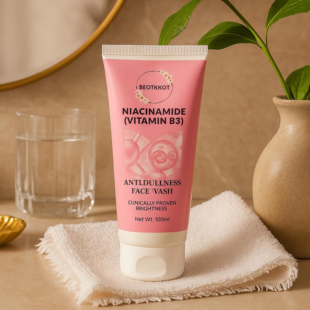 BEOTKKOT Niacinamide Face Wash | Vitamin B3 Anti-Dullness Cleanser | Brightens, Hydrates & Refreshes Skin | Fades Dark Spots, Oil Control 100ml