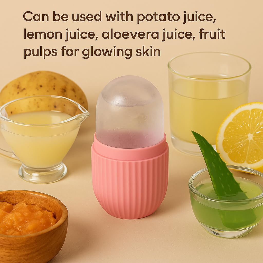 BEOTKKOT Silicone Face Ice Roller Reusable & Unbreakable Face Massager for Glowing Skin, Puffy Eyes Reduces Face Inflamation & Relaxation – Ice Cube Roller for Skin Care For Men & Women (Multicolor)