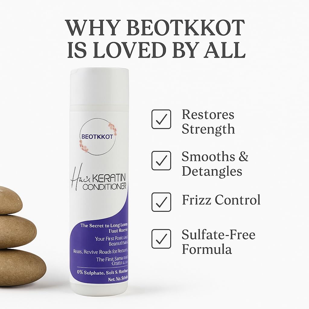 BEOTKKOT Hair Keratin Conditioner | Sulphate -Paraben-Salt-Free | Smoothens, Repairs & Strengthens Hair | Frizz-Free, Glossy & Silky Hair – 300ml