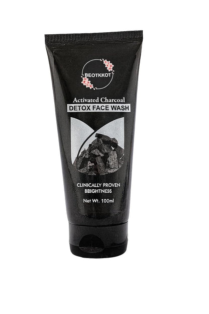 BEOTKKOT Charcoal Face Wash with Activated Charcoal |Fights Pollution, Dirt & Acne| Detox & Oil Control 2X Skin Purification| For Men & Women 100ML