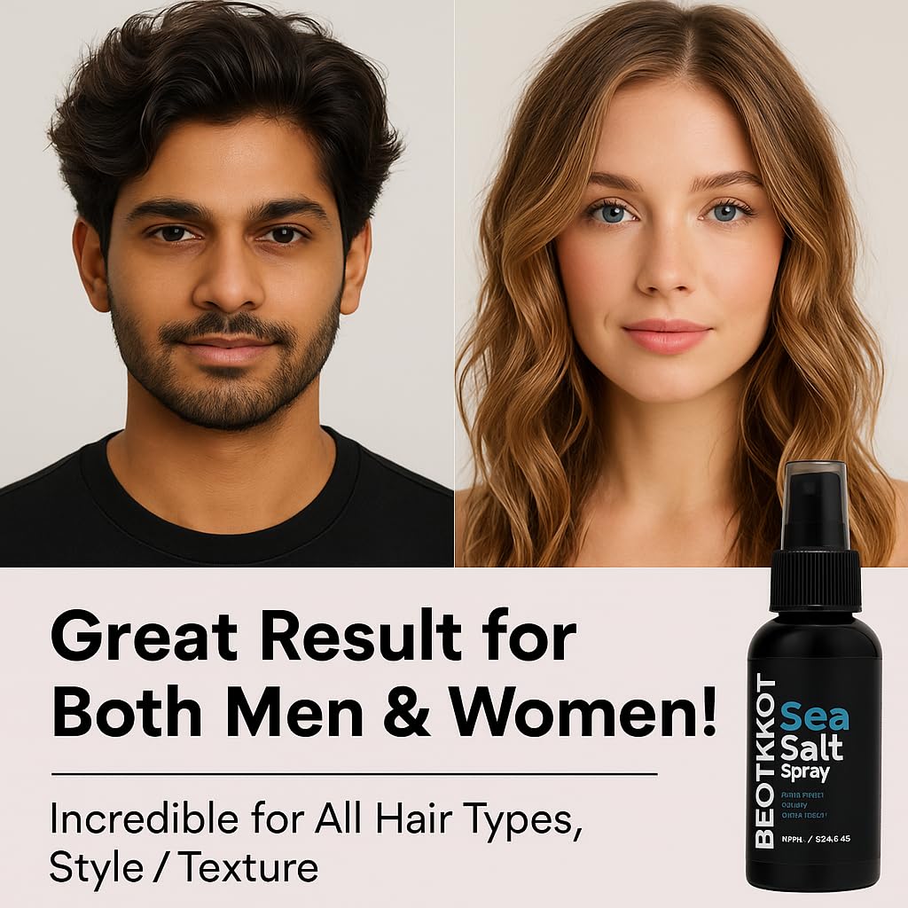 BEOTKKOT Sea Salt Spray for Hair Styling – Texture & Beachy Waves | Instant Volume, Lightweight Matte Finish, No Residue | With Bhringraj & Vitamin E | No Alcohol | Made for Indian Hair & Harsh Weather| For Men & Women 100 ml