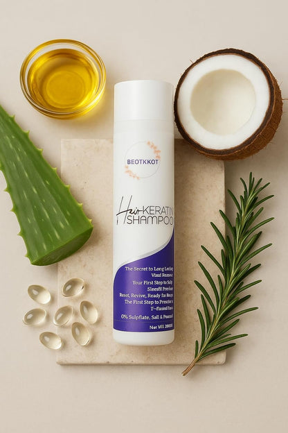 BEOTKKOT Keratin Hair Shampoo, Sulphate-Free for Frizz Control & Smooth Hair, Keratin-Treated & Colored Hair Safe, 300ml