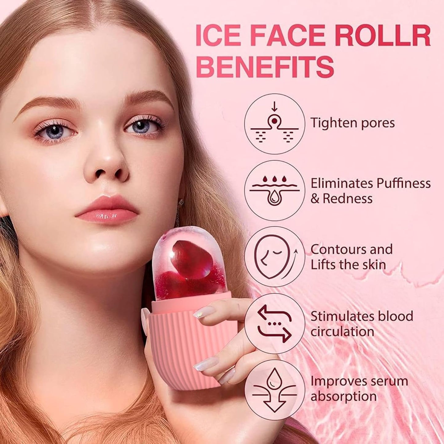 BEOTKKOT Silicone Face Ice Roller Reusable & Unbreakable Face Massager for Glowing Skin, Puffy Eyes Reduces Face Inflamation & Relaxation – Ice Cube Roller for Skin Care For Men & Women (Multicolor)